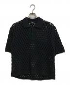 stussyステューシー）の古着「BIG MESH POLO SWEATER」｜ブラック