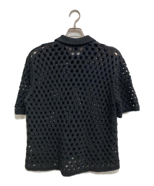 stussy（ステューシー）stussy (ステューシー) BIG MESH POLO SWEATER ブラック サイズ:Mの古着・服飾アイテム