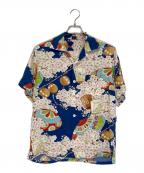 Sun Surfサンサーフ）の古着「和柄アロハシャツ/SAKURA FESTIVAL」｜ブルー×ピンク