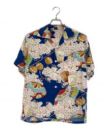 Sun Surf（サンサーフ）の古着「和柄アロハシャツ/SAKURA FESTIVAL」｜ブルー×ピンク