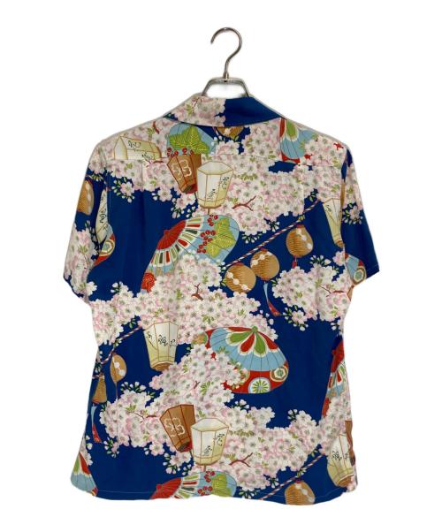 Sun Surf（サンサーフ）Sun Surf (サンサーフ) 和柄アロハシャツ/SAKURA FESTIVAL ブルー×ピンク サイズ:Sの古着・服飾アイテム