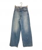 moussyマウジー）の古着「CROSS WAIST WIDE STRAIGHT」｜インディゴ