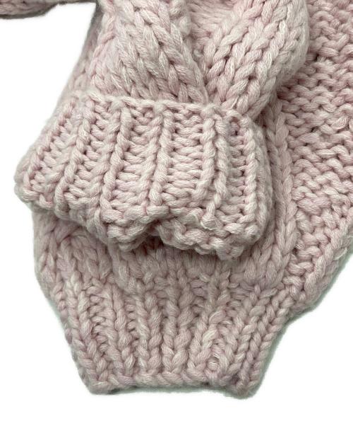 Whim Gazette（ウィムガゼット）Whim Gazette (ウィムガゼット) ハンドケーブルニットプルオーバー ピンク サイズ:FREEの古着・服飾アイテム