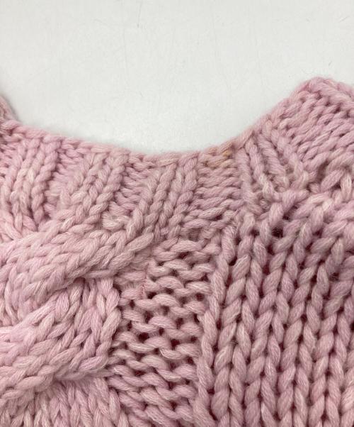 Whim Gazette（ウィムガゼット）Whim Gazette (ウィムガゼット) ハンドケーブルニットプルオーバー ピンク サイズ:FREEの古着・服飾アイテム