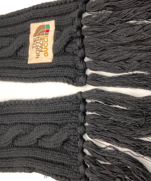 GUCCI（グッチ）GUCCI (グッチ) THE NORTH FACE (ザ ノース フェイス) フリンジマフラー ブラックの古着・服飾アイテム