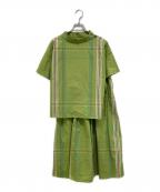 BEAMS BOYビームスボーイ）の古着「ビックタータンセットアップ」｜グリーン