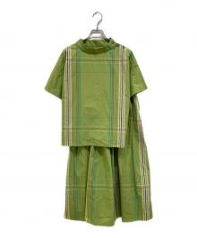 BEAMS BOY（ビームスボーイ）の古着「ビックタータンセットアップ」｜グリーン