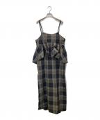 Curensologyカレンソロジー）の古着「チェックペプラムキャミワンピース」｜グレー×ブラック