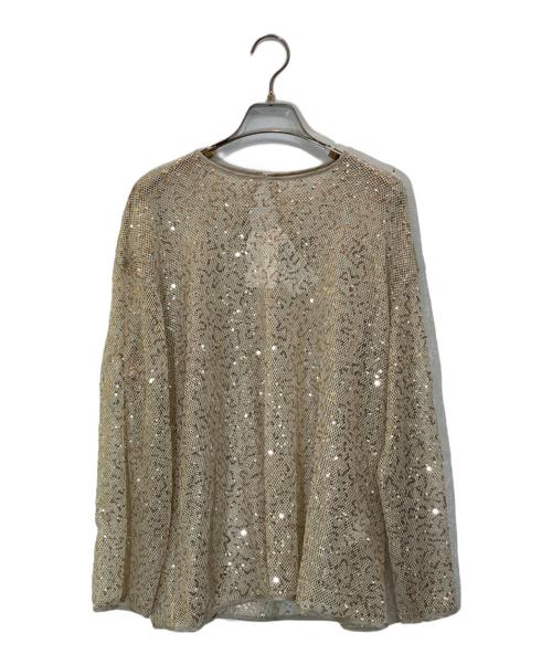 journal standard L'essage（ジャーナルスタンダード レサージュ）journal standard L'essage (ジャーナルスタンダード レサージュ) スパンコールロングスリーブブラウス ベージュ サイズ:-の古着・服飾アイテム