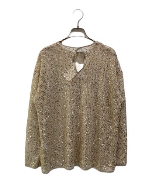 journal standard L'essage（ジャーナルスタンダード レサージュ）journal standard L'essage (ジャーナルスタンダード レサージュ) スパンコールロングスリーブブラウス ベージュ サイズ:-の古着・服飾アイテム