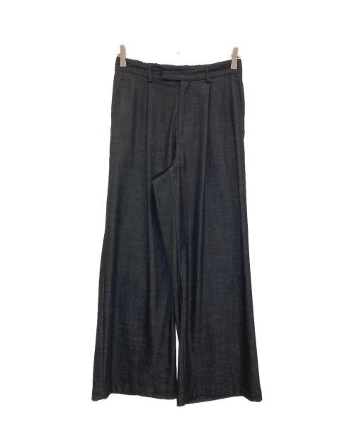 23区（ニジュウサンク）23区 (ニジュウサンク) デニムライクシャンブレー ワイドパンツ ブラック サイズ:38の古着・服飾アイテム