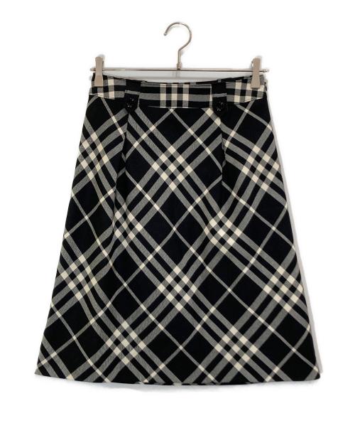 BURBERRY LONDON（バーバリーロンドン）BURBERRY LONDON (バーバリーロンドン) チェックフレアスカート ブラック サイズ:SIZE 36の古着・服飾アイテム