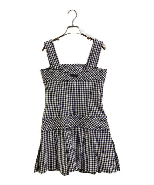 BURBERRY BLUE LABEL（バーバリー ブルー レーベル）BURBERRY BLUE LABEL (バーバリーロンドンブルーレーベル) グレンチェックノースリーブワンピース ブルー×ホワイト サイズ:38の古着・服飾アイテム