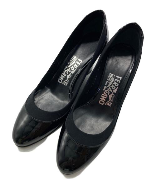Salvatore Ferragamo（サルヴァトーレ フェラガモ）Salvatore Ferragamo (サルヴァトーレ フェラガモ) NAVIGLIウェッジソールパンプス ブラック サイズ:5の古着・服飾アイテム