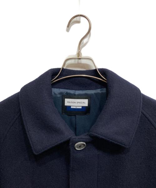 MAISON SPECIAL（メゾンスペシャル）MAISON SPECIAL (メゾンスペシャル) SUPER140Sウールプライムオーバーステンカラーコート ネイビー サイズ:Ⅿの古着・服飾アイテム