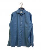 LUIGI BORRELLIルイジボレッリ）の古着「コットンダンガリーホリゾンタルカラーカジュアルシャツ」｜インディゴ