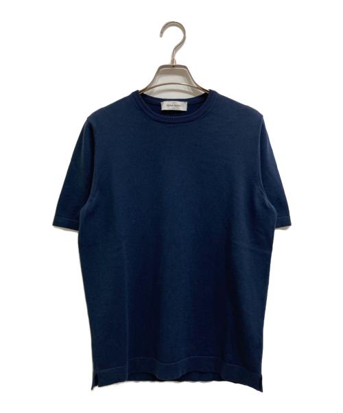 GRAN SASSO（グランサッソ）GRAN SASSO (グランサッソ) 12ゲージソフトコットンS/Sクルーネックニット ネイビー サイズ:46の古着・服飾アイテム