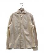 LUIGI BORRELLIルイジボレッリ）の古着「リネンコットンポプリンイタリアンカラーカジュアルシャツ」｜ベージュ