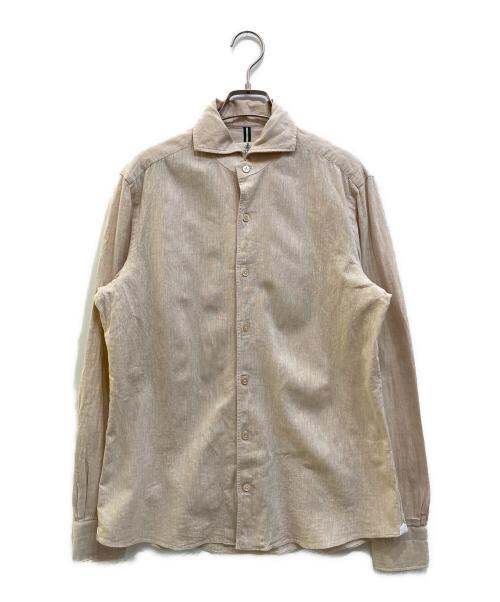 LUIGI BORRELLI（ルイジボレッリ）LUIGI BORRELLI (ルイジボレッリ) リネンコットンポプリンイタリアンカラーカジュアルシャツ ベージュ サイズ:Mの古着・服飾アイテム