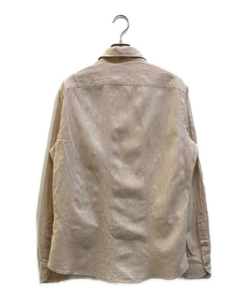 LUIGI BORRELLI（ルイジボレッリ）LUIGI BORRELLI (ルイジボレッリ) リネンコットンポプリンイタリアンカラーカジュアルシャツ ベージュ サイズ:Mの古着・服飾アイテム