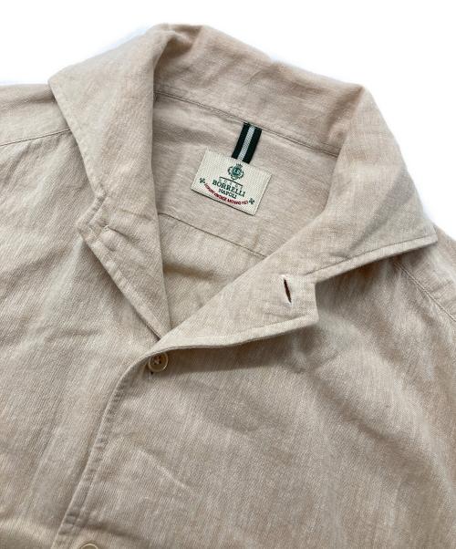 LUIGI BORRELLI（ルイジボレッリ）LUIGI BORRELLI (ルイジボレッリ) リネンコットンポプリンイタリアンカラーカジュアルシャツ ベージュ サイズ:Mの古着・服飾アイテム