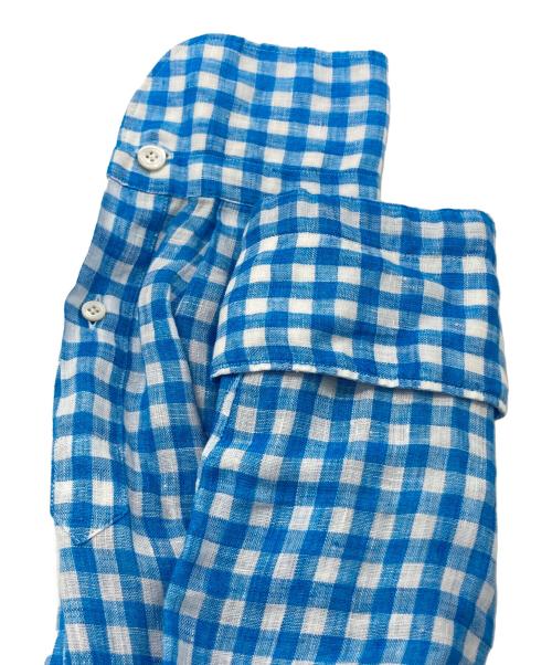 finamore（フィナモレ）Finamore (フィナモレ) リネンギンガムホリゾンタルカラーシャツ ブルー サイズ:40の古着・服飾アイテム