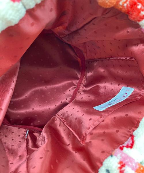 LOVERARY by FEILER（ラブラリー バイ フェイラー）loverary by feiler (ラブラリー バイ フェイラー) ストロベリートートバッグ ベージュ×レッドの古着・服飾アイテム