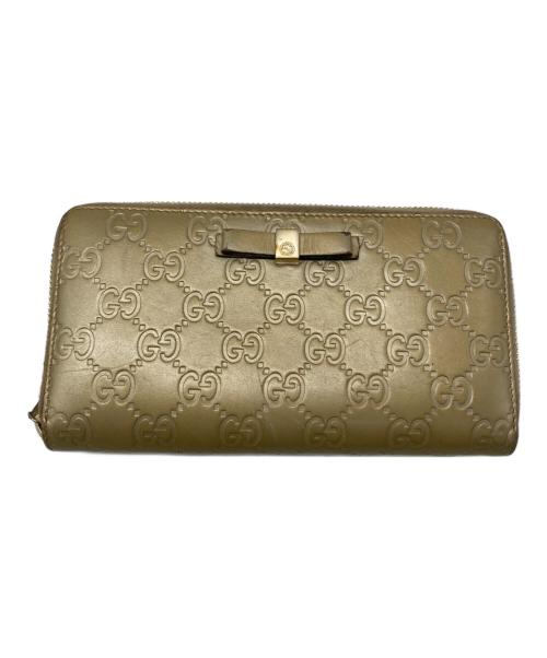 GUCCI（グッチ）GUCCI (グッチ) ラウンドファスナー財布 ゴールドの古着・服飾アイテム