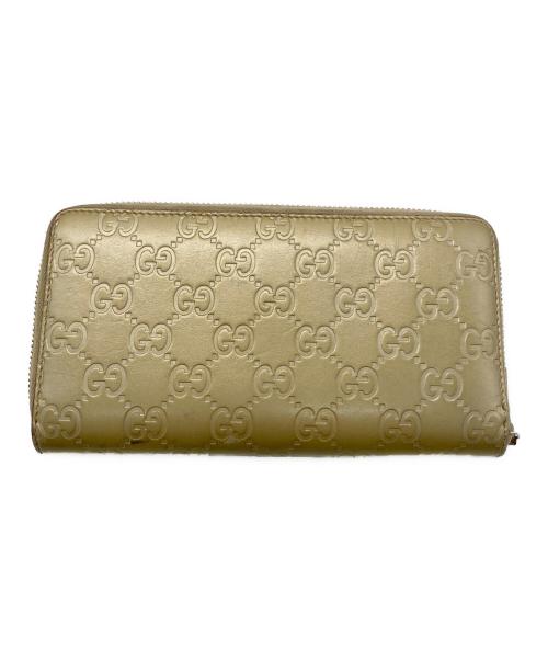 GUCCI（グッチ）GUCCI (グッチ) ラウンドファスナー財布 ゴールドの古着・服飾アイテム