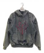 PERSONSOULパーソンソウル）の古着「Totem Embroidered Washed Hoodie」｜ブラック