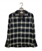 TOWN CRAFTタウンクラフト）の古着「60's復刻オンブレチェックオープンカラーシャツ」｜ブラック