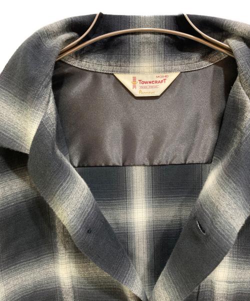 TOWN CRAFT（タウンクラフト）TOWN CRAFT (タウンクラフト) 60's復刻オンブレチェックオープンカラーシャツ ブラック サイズ:Mの古着・服飾アイテム