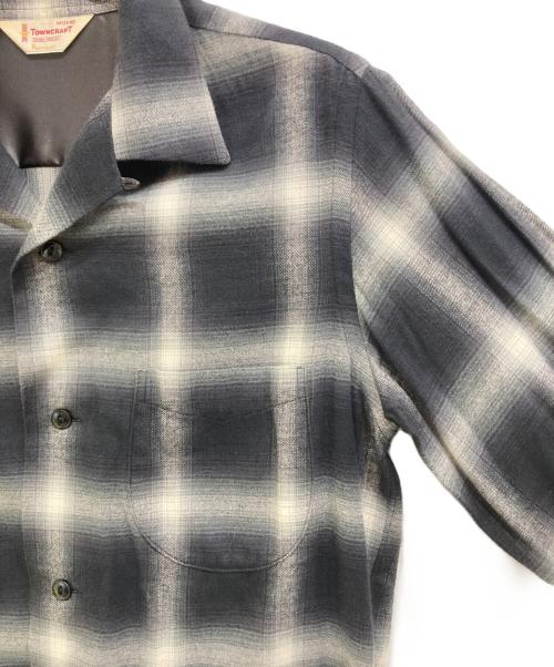 TOWN CRAFT（タウンクラフト）TOWN CRAFT (タウンクラフト) 60's復刻オンブレチェックオープンカラーシャツ ブラック サイズ:Mの古着・服飾アイテム