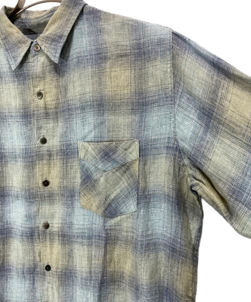 RHC Ron Herman（アールエイチシー ロンハーマン）RHC Ron Herman (アールエイチシー ロンハーマン) リネンオンブレチェックシャツ ブルー サイズ:Mの古着・服飾アイテム
