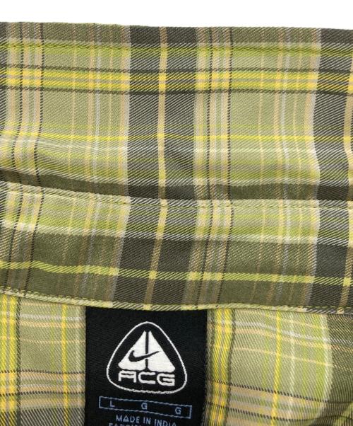 NIKE ACG（ナイキエーシージー）NIKE ACG (ナイキエージーシー) ワークチェックシャツ グリーン×イエロー サイズ:Ｌの古着・服飾アイテム