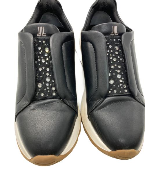 LANVIN en Bleu（ランバンオンブルー）LANVIN en Bleu (ランバンオンブルー) 厚底ビジュースリッポンスニーカー ブラック サイズ:23.5cmの古着・服飾アイテム