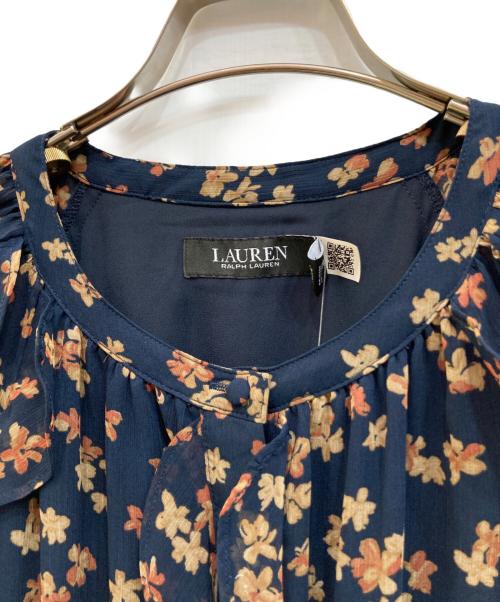 LAUREN RALPH LAUREN（ローレンラルフローレン）LAUREN RALPH LAUREN (ローレンラルフローレン) フローラルフリルワンピース ネイビー サイズ:4の古着・服飾アイテム