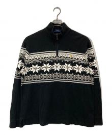 POLO RALPH LAUREN（ポロ・ラルフローレン）の古着「スノーフレークハーフジップスウェット」｜ブラック