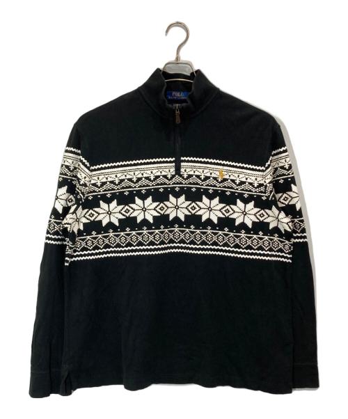 POLO RALPH LAUREN（ポロ・ラルフローレン）POLO RALPH LAUREN (ポロ・ラルフローレン) スノーフレークハーフジップスウェット ブラック サイズ:Lの古着・服飾アイテム