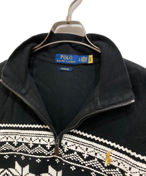POLO RALPH LAUREN（ポロ・ラルフローレン）POLO RALPH LAUREN (ポロ・ラルフローレン) スノーフレークハーフジップスウェット ブラック サイズ:Lの古着・服飾アイテム