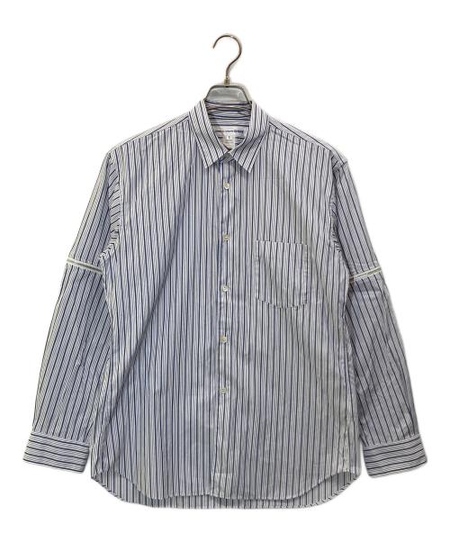 COMME des GARCONS SHIRT（コムデギャルソンシャツ）COMME des GARCONS SHIRT (コムデギャルソンシャツ) STRIPE ZIPPER ON L/S SHIRT ブルー×ホワイト サイズ:Sの古着・服飾アイテム