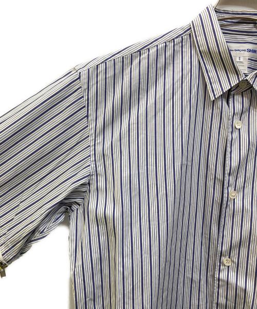 COMME des GARCONS SHIRT（コムデギャルソンシャツ）COMME des GARCONS SHIRT (コムデギャルソンシャツ) STRIPE ZIPPER ON L/S SHIRT ブルー×ホワイト サイズ:Sの古着・服飾アイテム