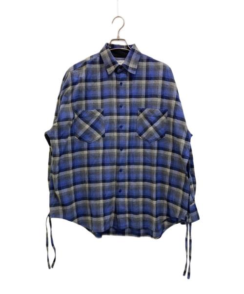 FACETASM（ファセッタズム）FACETASM (ファセッタズム) チェックシャツ グレー×ブルー サイズ:Mの古着・服飾アイテム