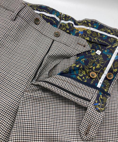 PT TORINO（ピーティートリノ）PT TORINO (ピーティートリノ) 千鳥柄スラックス グレー×ブラウン サイズ:58の古着・服飾アイテム