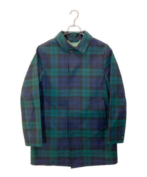 MACKINTOSH（マッキントッシュ）MACKINTOSH (マッキントッシュ) ブラックウォッチ ウールゴム引きコート ネイビー×グリーン サイズ:42の古着・服飾アイテム