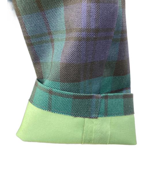MACKINTOSH（マッキントッシュ）MACKINTOSH (マッキントッシュ) ブラックウォッチ ウールゴム引きコート ネイビー×グリーン サイズ:42の古着・服飾アイテム