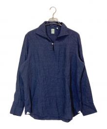 finamore（フィナモレ）の古着「リネンプルオーバーシャツ」｜ネイビー