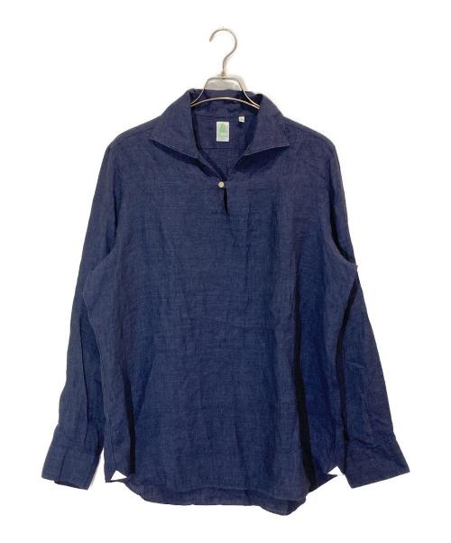 finamore（フィナモレ）Finamore (フィナモレ) リネンプルオーバーシャツ ネイビー サイズ:18の古着・服飾アイテム