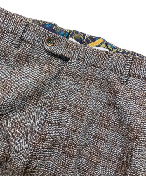 PT TORINO（ピーティートリノ）PT TORINO (ピーティートリノ) チェックスラックス ブラウン×グレー サイズ:SIZE 58の古着・服飾アイテム