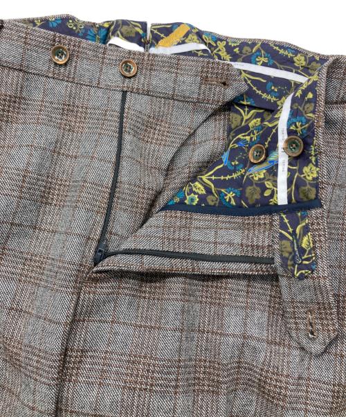 PT TORINO（ピーティートリノ）PT TORINO (ピーティートリノ) チェックスラックス ブラウン×グレー サイズ:SIZE 58の古着・服飾アイテム